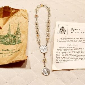 18 Bead Crystal and Silver Vintage Rosary from Saint Anne de Beaupre in Quebec